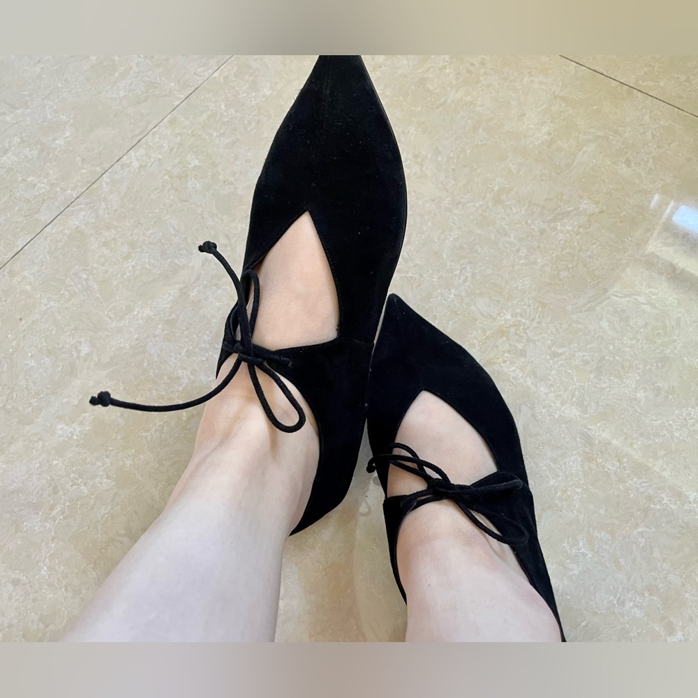 Celine Black Suede Babouche Pointed Toe Ballet Flats - Picture 10 of 13